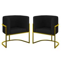 Kit 2 Cadeiras Poltrona Lua material sintético Sala Quarto Gold Balaqui