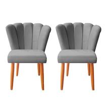 Kit 2 Cadeiras Poltrona Sala de Jantar Penteadeira Reforçada Decorativa Pétala Suede