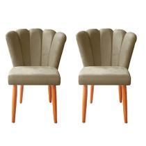 Kit 2 Cadeiras Poltrona Sala de Jantar Penteadeira Reforçada Decorativa Pétala Suede