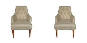Kit 2 Cadeiras Poltronas Decorativa Paris Sala de Jantar Recepção Retro com Braça Suede Bege Lar Móveis e Decoração