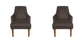 Kit 2 Cadeiras Poltronas Decorativa Paris Sala de Jantar Recepção Retro com Braça Suede Marrom Lar Móveis e Decoração