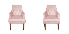 Kit 2 Cadeiras Poltronas Decorativa Paris Sala de Jantar Recepção Retro com Braça Suede Rosa Lar Móveis e Decoração