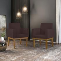 Kit 2 Cadeiras Poltronas Decorativas Base Reforçadas Marrom Kit 2 Cadeiras Poltronas Decorativas Base Reforçadas Marrom