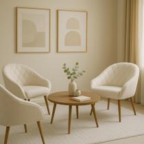 Kit 2 Cadeiras Poltronas Decorativas Estofada Com Encosto Para Sala De Jantar E Escritorio