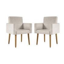 Kit 2 Cadeiras Poltronas Decorativas Nina Suede Bege Kit 2 Cadeiras Poltronas Decorativas Nina Suede Bege