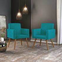 Kit 2 Cadeiras Poltronas Para Quarto Azul Turquesa - Balaqui Decor