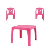 Kit 2 Cadeiras Poltroninhas e 1 Mesa Mesinha Rosa Plástica