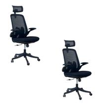 Kit 2 Cadeiras Presidente Oficial Comfort Royale Com Apoio