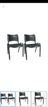 Kit 2 cadeiras prisma iso fixa desmontável empilhavel - recepção - sala de espera - cor preta