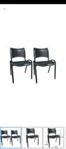 Kit 2 cadeiras prisma iso fixa desmontável empilhavel - recepção - sala de espera - cor preta