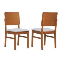 Kit 2 Cadeiras Quéops Madeira Maciça Encosto Anatômico Assento Estofado - Amêndoa Kit 2 Cadeiras Quéops Madeira Maciça Encosto Anatômico Assento Estofado - Amêndoa