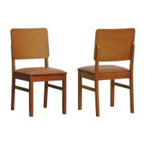 Kit 2 Cadeiras Quéops Madeira Maciça Encosto Anatômico Assento Estofado - Amêndoa Kit 2 Cadeiras Quéops Madeira Maciça Encosto Anatômico Assento Estofado - Amêndoa