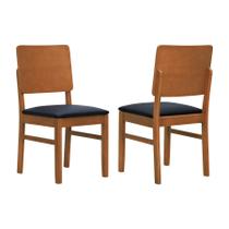 Kit 2 Cadeiras Quéops Madeira Maciça Encosto Anatômico Assento Estofado - Amêndoa Kit 2 Cadeiras Quéops Madeira Maciça Encosto Anatômico Assento Estofado - Amêndoa