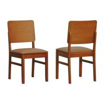 Kit 2 Cadeiras Quéops Madeira Maciça Encosto Anatômico Assento Estofado Corano Kit 2 Cadeiras Quéops Madeira Maciça Encosto Anatômico Assento Estofado Corano