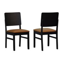 Kit 2 Cadeiras Quéops Madeira Maciça Encosto Anatômico Assento Estofado - Preto Kit 2 Cadeiras Quéops Madeira Maciça Encosto Anatômico Assento Estofado - Preto