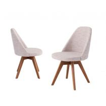 Kit 2 Cadeiras Raquel decorativa gourmet Giratória para cozinha ou Sala de Jantar-Linho Bege