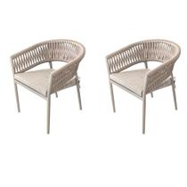 Kit 2 Cadeiras Ravello Caraíva Fratini Encosto Corda Náutica Assento AcquaBlock Base Alumínio Fendi