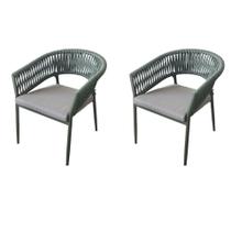 Kit 2 Cadeiras Ravello Caraíva Fratini Encosto Corda Náutica Assento AcquaBlock Base Alumínio Verde