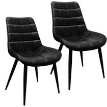Kit 2 Cadeiras Romana Provence Poltrona Estofada Pu Vintage Retro Pés Preto