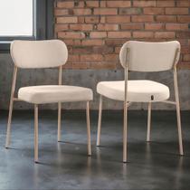 Kit 2 Cadeiras Sala de Jantar Bouclê Design Aço Carbono Lavinia