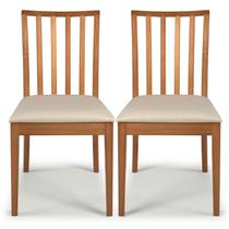 Kit 2 Cadeiras Sala de Jantar com Encosto Ripado Libia Kit 2 Cadeiras Sala de Jantar com Encosto Ripado Libia