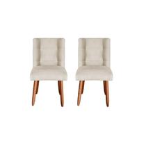 Kit 2 Cadeiras Sala de Jantar Cozinha Estofada Paris Suede Bege - Twdecora