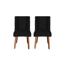 Kit 2 Cadeiras Sala de Jantar Cozinha Estofada Paris Suede Preto - Twdecora