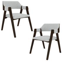 Kit 2 Cadeiras Sala de Jantar e Jogos Carteados Madeira Maciça Poker Linho Cinza/Capuccino G42 - Gran Belo