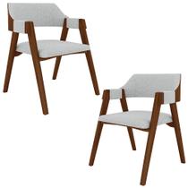 Kit 2 Cadeiras Sala de Jantar e Jogos Carteados Madeira Maciça Poker Linho Cinza/Imbuia G42 - Gran Belo