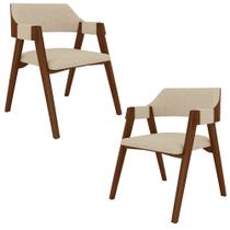 Kit 2 Cadeiras Sala de Jantar e Jogos Carteados Madeira Maciça Poker Linho OffWhite/Imbuia G42 - Gran Belo Kit 2 Cadeiras Sala de Jantar e Jogos Carteados Madeira Maciça Poker Linho OffWhite/Imbuia G42 - Gran Belo