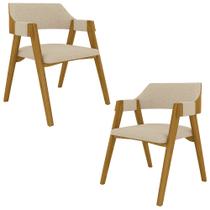 Kit 2 Cadeiras Sala de Jantar e Jogos Carteados Madeira Maciça Poker Linho OffWhite/Mel G42 - Gran Belo