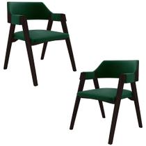 Kit 2 Cadeiras Sala de Jantar e Jogos Carteados Madeira Maciça Poker Veludo Verde/Tabaco G42 - Gran Belo