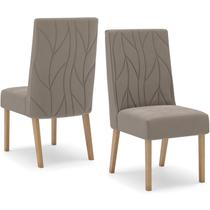 Kit 2 Cadeiras Sala De Jantar Eloa Suede Marrom Amendoa Henn