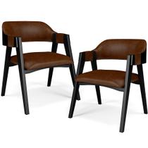 Kit 2 Cadeiras Sala de Jantar Estar Living Estofada Suran L02 Preto material sintético Marrom - Lyam Decor