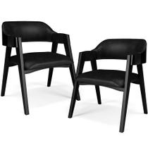 Kit 2 Cadeiras Sala de Jantar Estar Living Estofada Suran L02 Preto material sintético Preto - Lyam Decor