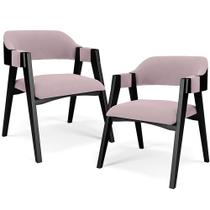 Kit 2 Cadeiras Sala de Jantar Estar Living Estofada Suran L02 Preto Suede Rosê - Lyam Decor