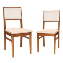 Kit 2 Cadeiras Sala De Jantar Estofadas em Madeira Maciça com Encosto de Tela Cozinha