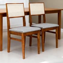 Kit 2 Cadeiras Sala De Jantar Estofadas em Madeira Maciça com Encosto de Tela Cozinha