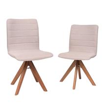 Kit 2 Cadeiras Sala de Jantar Giratórias Escritório Estofadas em Linho Paloma Estrutura de Madeira Maciça Design Moderno sem Braço Kit 2 Cadeiras Sala de Jantar Giratórias Escritório Estofadas em Linho Paloma Estrutura de Madeira Maciça Design Moderno sem Braço