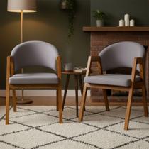 Kit 2 Cadeiras Sala de Jantar Premium com Braço Madeira Maciça Movellu Home