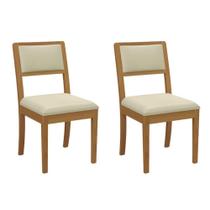Kit 2 Cadeiras Sala Jantar Alice 2CMM003CA Premium Madeira Maciça 2 Un Carvalho/Linho Bege Argila - Kappesberg