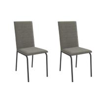 Kit 2 Cadeiras Sala Jantar Amsterdã 2C091 Aço 2 Un Preto/Linho Escuro - Kappesberg Kit 2 Cadeiras Sala Jantar Amsterdã 2C091 Aço 2 Un Preto/Linho Escuro - Kappesberg