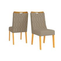 Kit 2 Cadeiras Sala Jantar Bia Cedro/Linho Bege - DJ Móveis