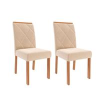 Kit 2 Cadeiras Sala Jantar Fernanda Madeira 2 Un Madeira/Off White Suede/Nude - Cimol