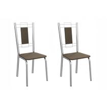 Kit 2 Cadeiras Sala Jantar Florença 2C005CR Aço 2 Un Cromado/Suede Cappuccino - Kappesberg Kit 2 Cadeiras Sala Jantar Florença 2C005CR Aço 2 Un Cromado/Suede Cappuccino - Kappesberg