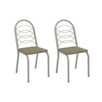 Kit 2 Cadeiras Sala Jantar Holanda 2C009NK Aço 2 Un Niquel/Boucle Bege Fendi - Kappesberg