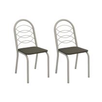 Kit 2 Cadeiras Sala Jantar Holanda 2C009NK Aço 2 Un Niquel/Suede Escuro - Kappesberg Kit 2 Cadeiras Sala Jantar Holanda 2C009NK Aço 2 Un Niquel/Suede Escuro - Kappesberg