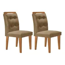 Kit 2 Cadeiras Sala Jantar Imperatriz Madeira 2 Un Capuccino/Linho Turim - Rufato