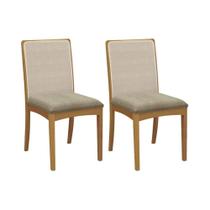 Kit 2 Cadeiras Sala Jantar Lara 2CMM007CA Premium Madeira Maciça 2 Un Carvalho/Boucle Bege Fendi/Tela Bege - Kappesberg