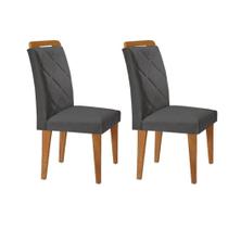 Kit 2 Cadeiras Sala Jantar Melissa 2 Un Madeira Capuccino/Linho Grafite - Rufato